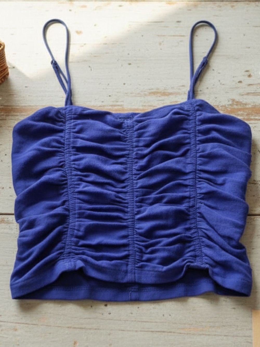 Free People Ruched Spaghetti Strap Camisole in Deep Purple XS
